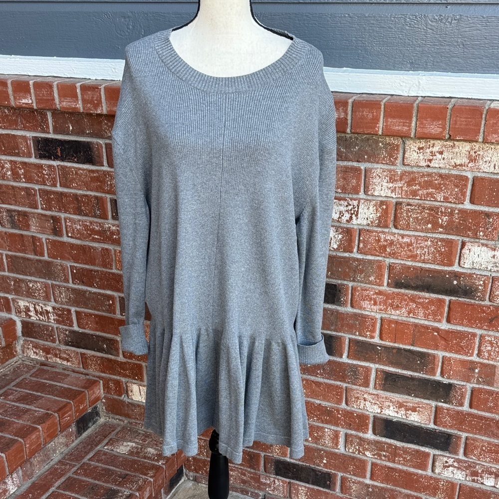 Free People Time On My Side Mini Sweater Dress Gray Long Sleeve Size Medium NWT
